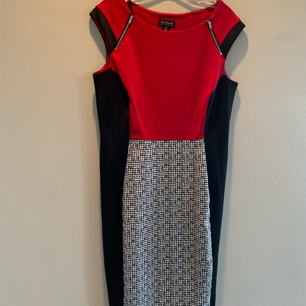 Enfocus Studio Vibrant Red Textured Dress